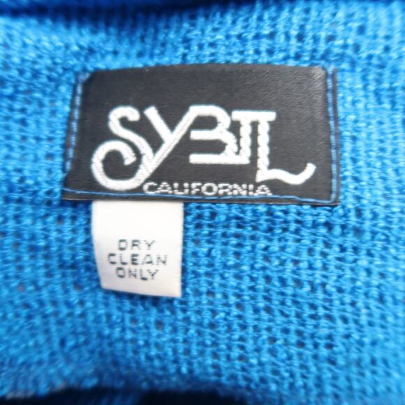 Vintage 80s Sybil Blue Knit Slouchy Maxi Sweater Dress M - Picture 5 of 5